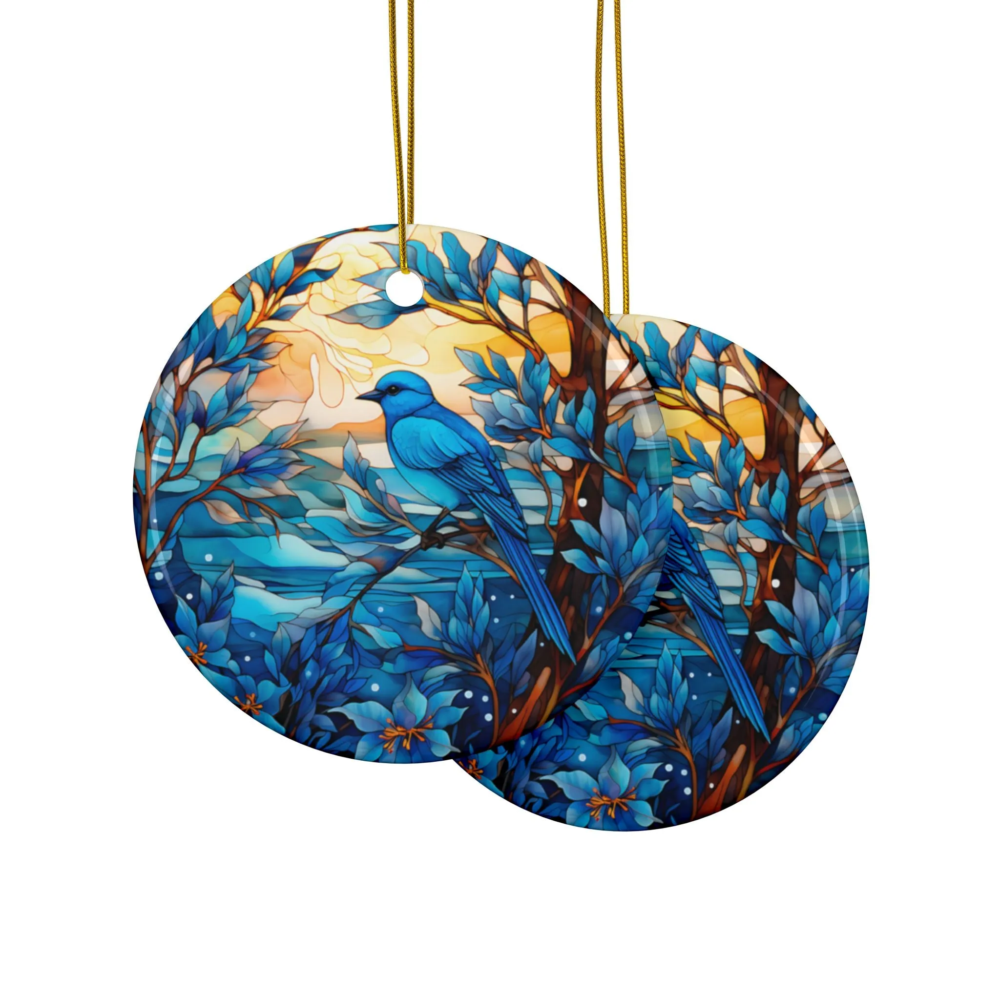 Blue Bird Ceramic Ornaments, 2-Side Print