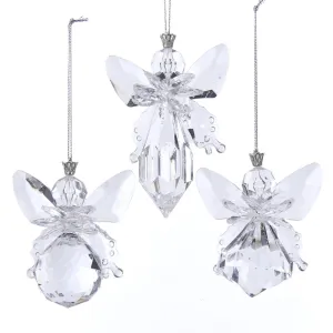 Clear Iridescent Angel Ornaments, Set of 3, T2541