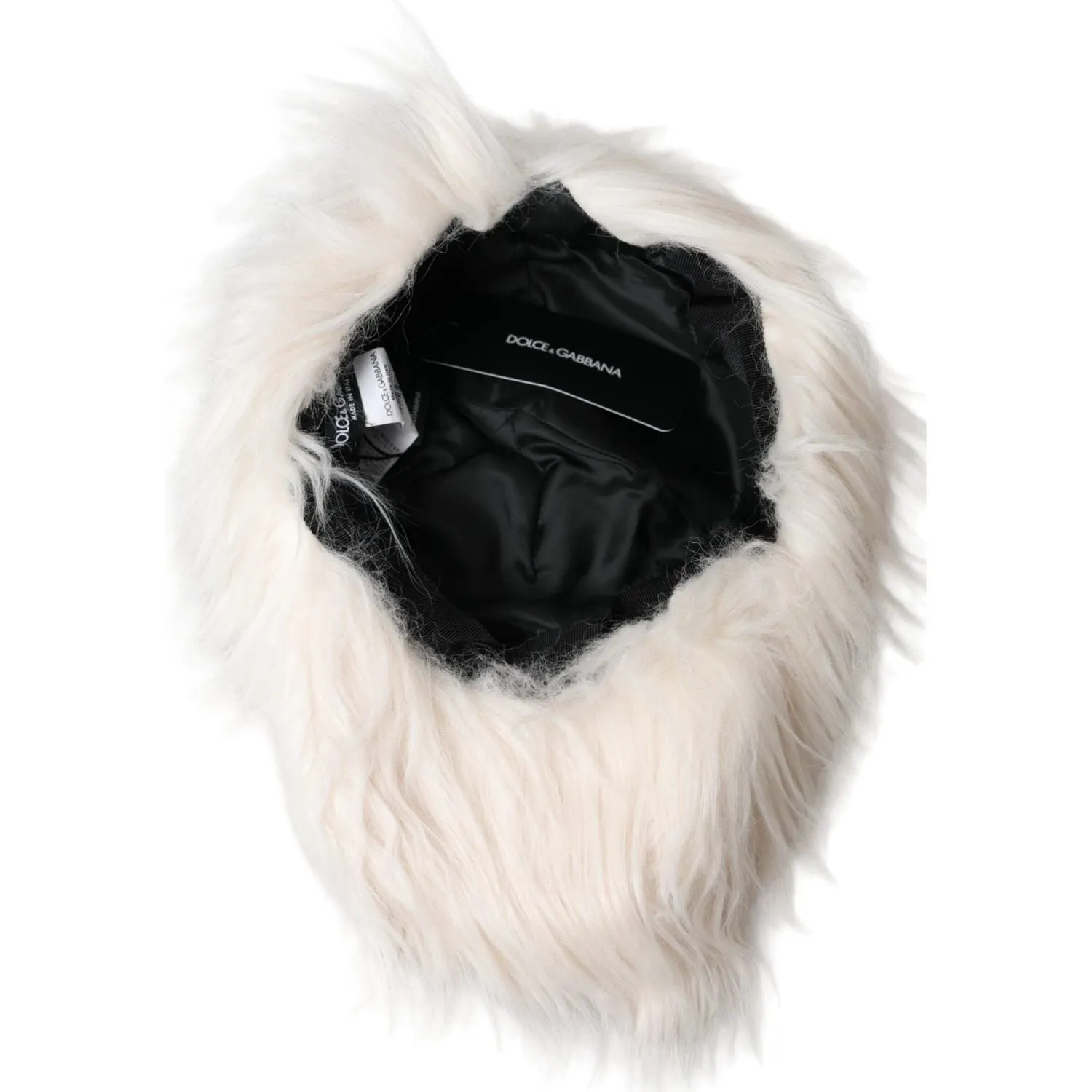 Dolce & Gabbana Off White Faux Fur Baseball Hat Men