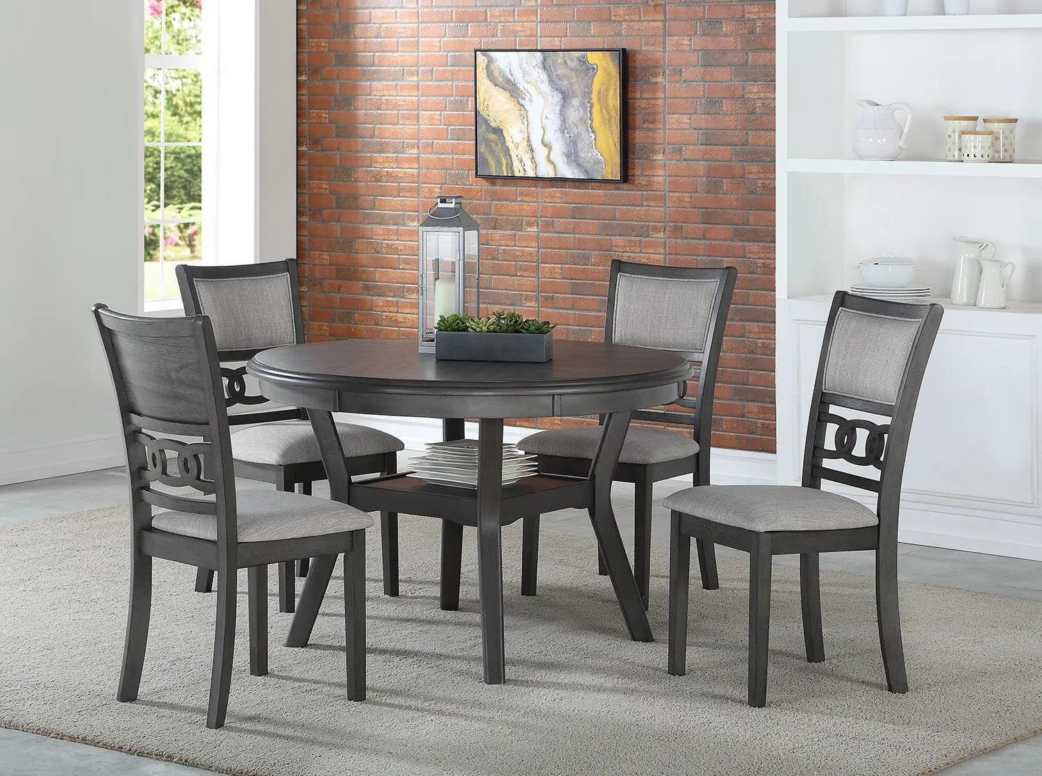 Dominique Dining Set in Grey Solid Wood