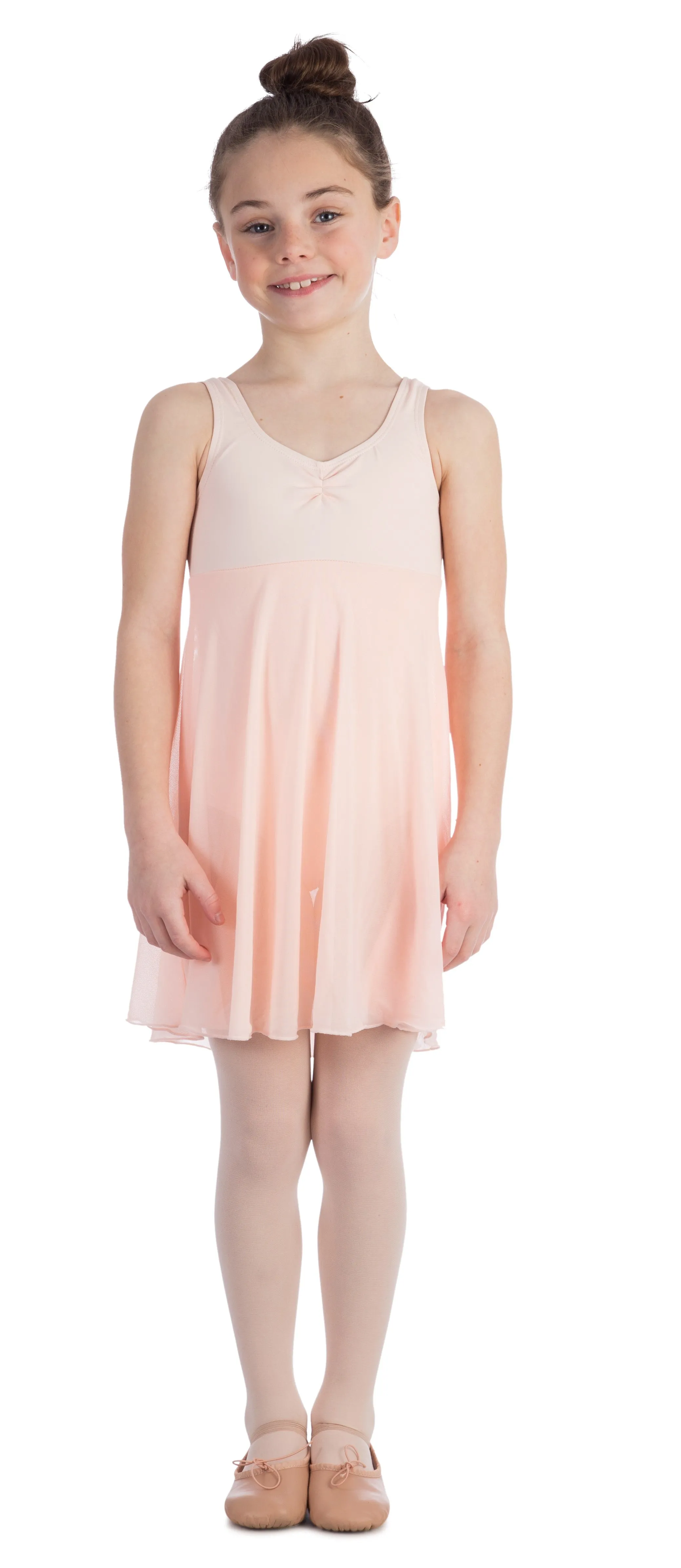 Elowel Girls Elegant Empire Leotard Dress in Nude Pink, Ideal for Kids Aged 2-14 Years