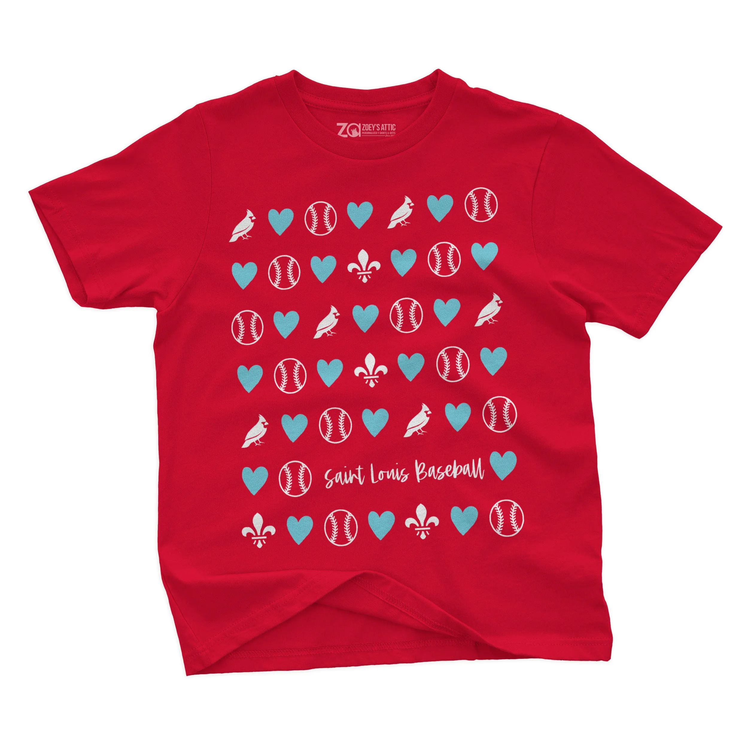 Girls St. Louis Baseball Hearts Cute Girls Baseball Birds Cardinals shirt