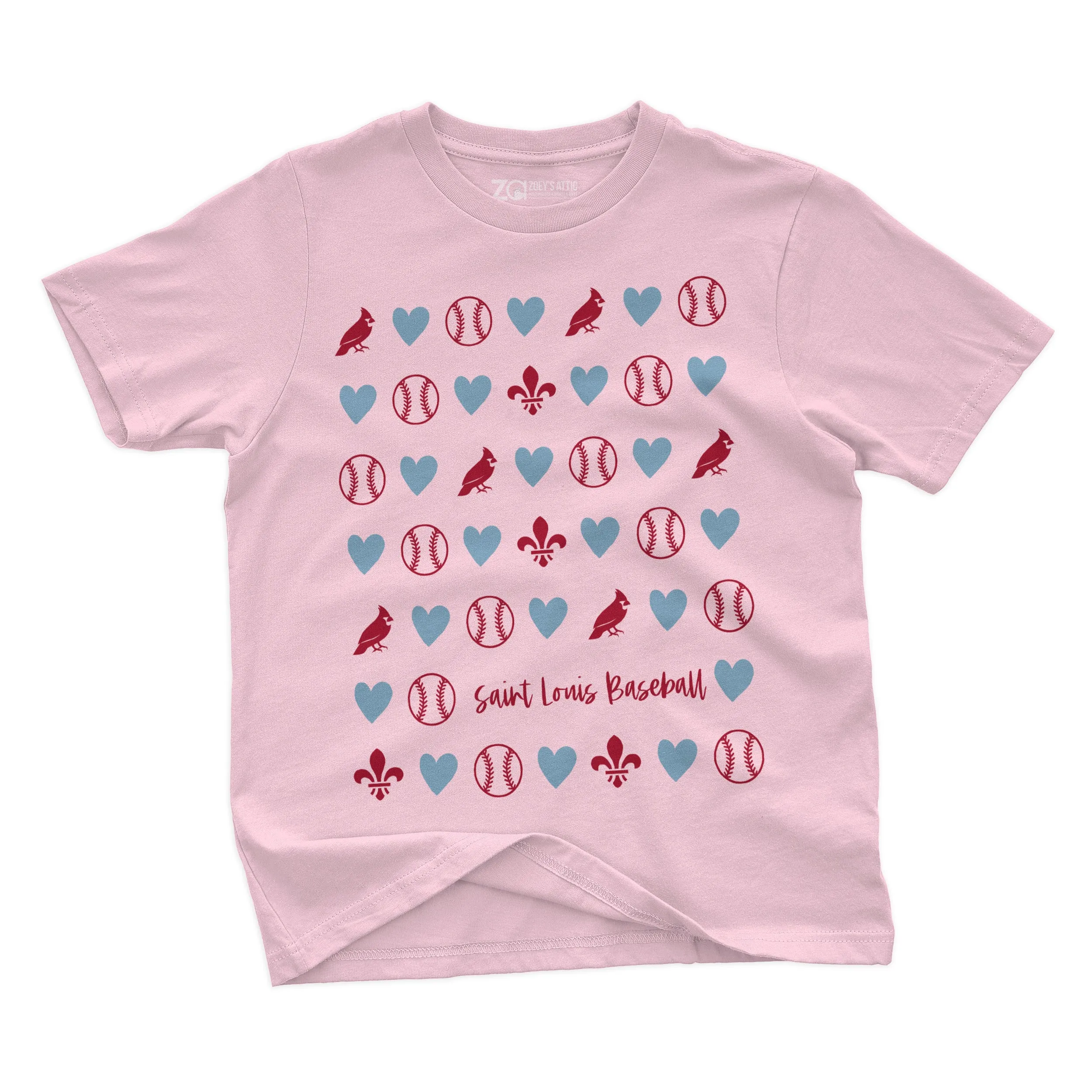 Girls St. Louis Baseball Hearts Cute Girls Baseball Birds Cardinals shirt