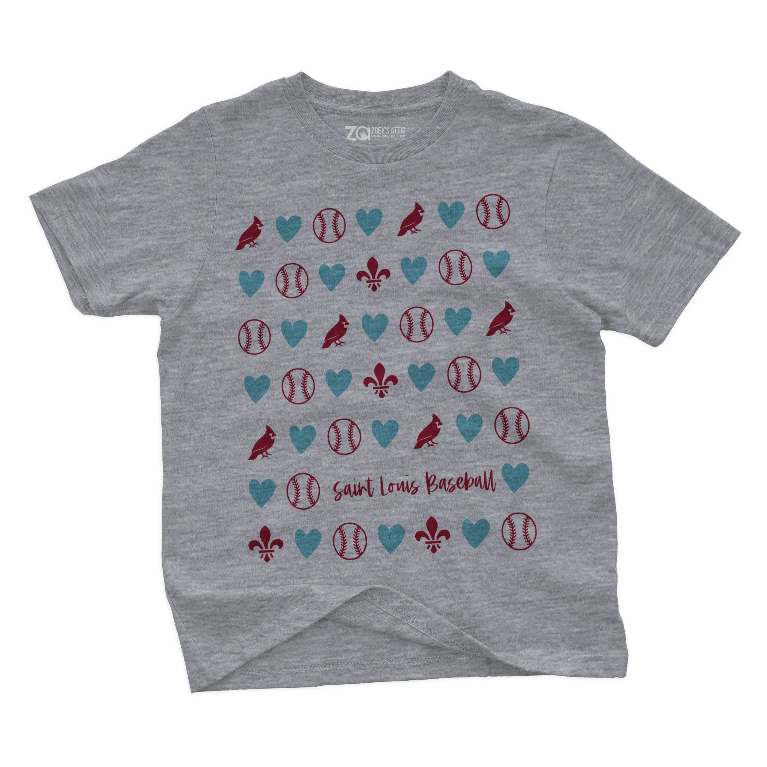 Girls St. Louis Baseball Hearts Cute Girls Baseball Birds Cardinals shirt