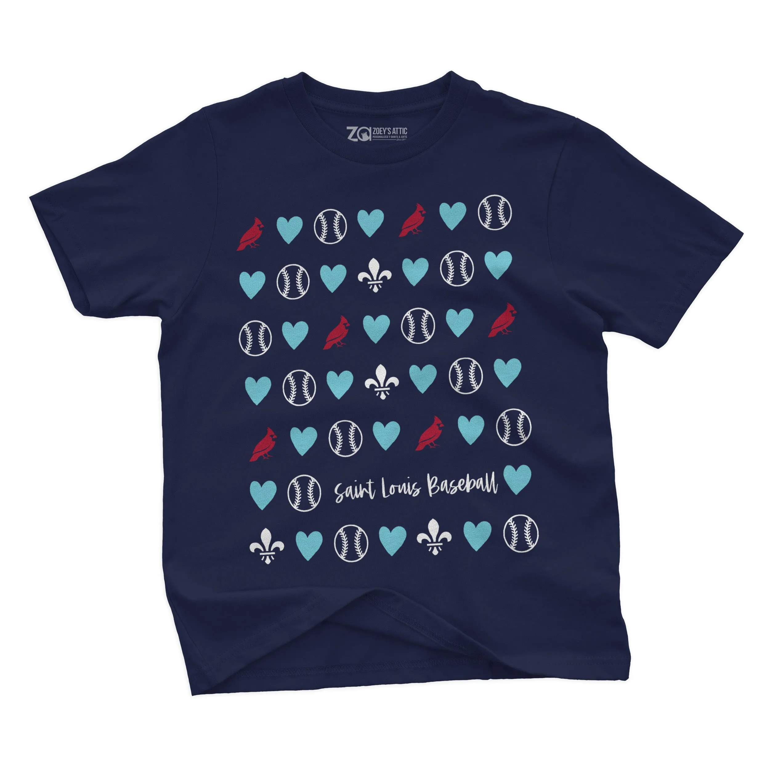 Girls St. Louis Baseball Hearts Cute Girls Baseball Birds Cardinals shirt