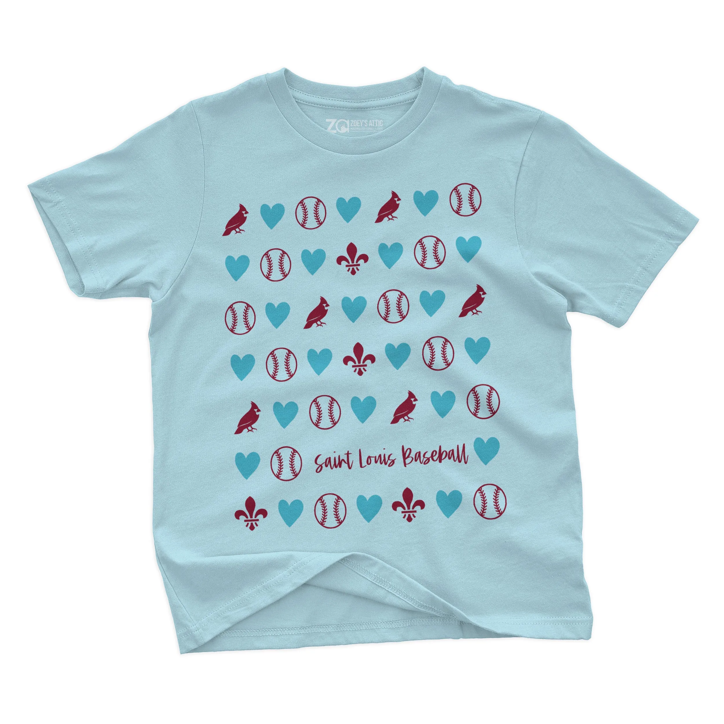 Girls St. Louis Baseball Hearts Cute Girls Baseball Birds Cardinals shirt