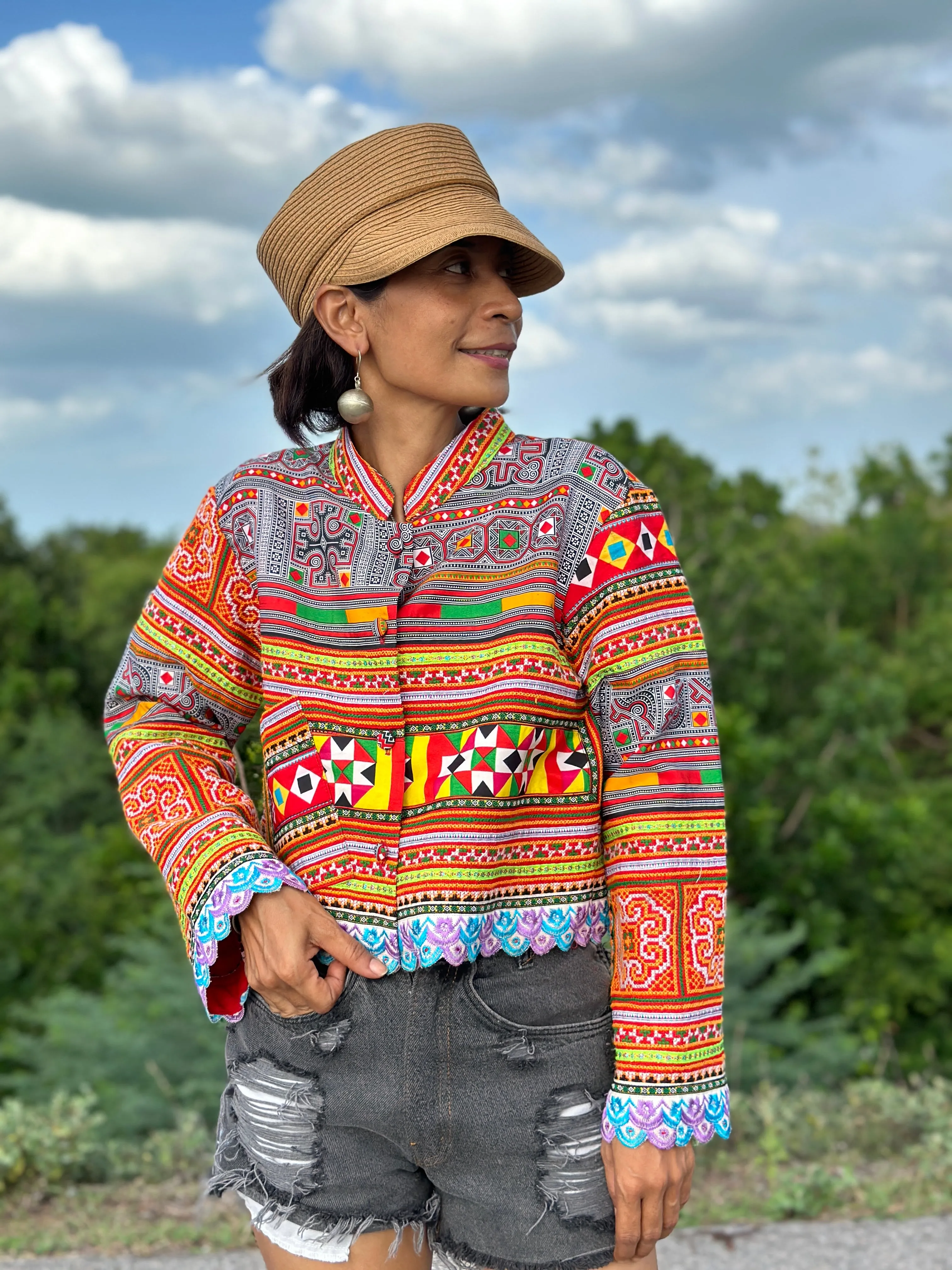 Hmong crop jacket