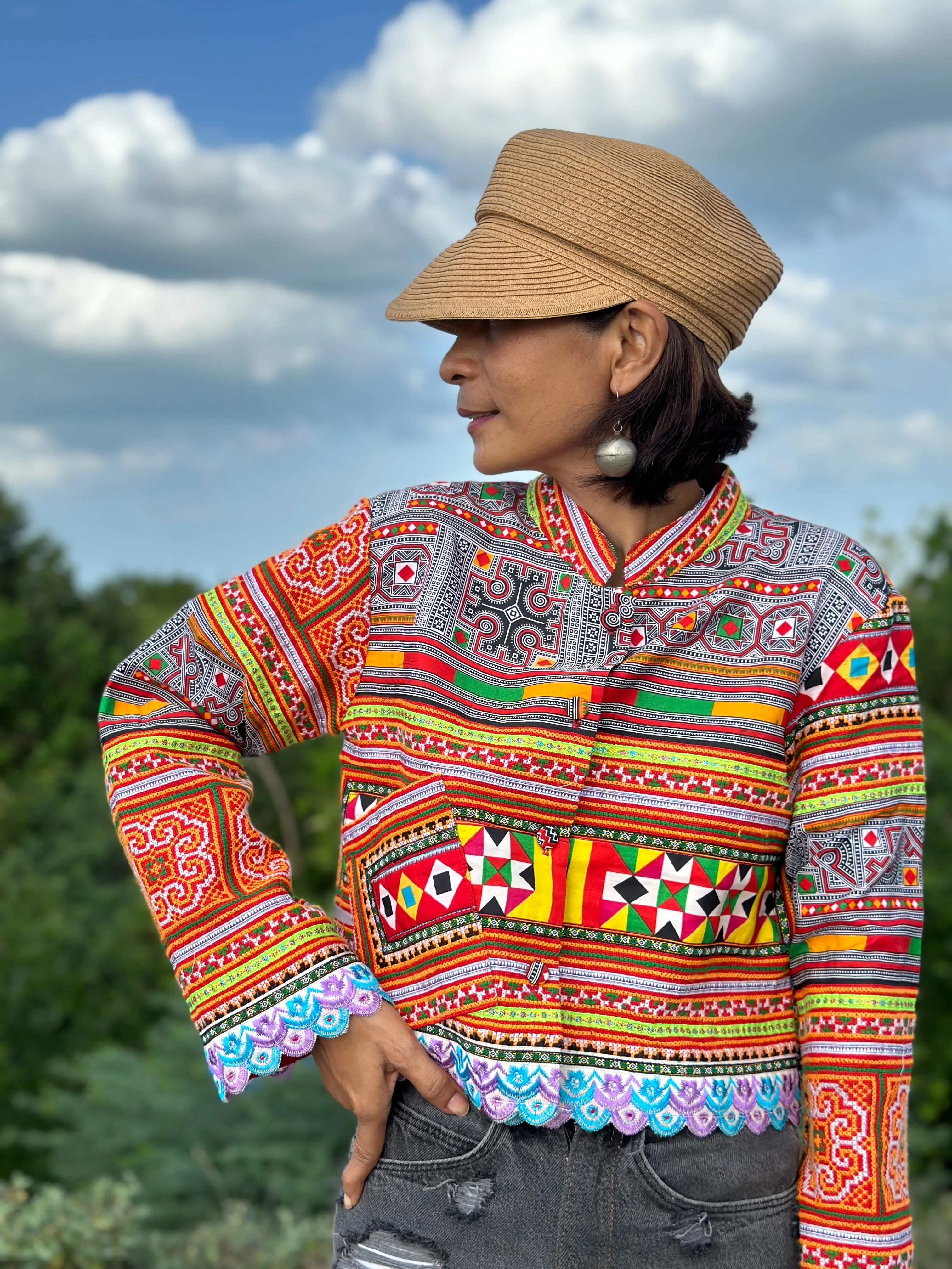 Hmong crop jacket