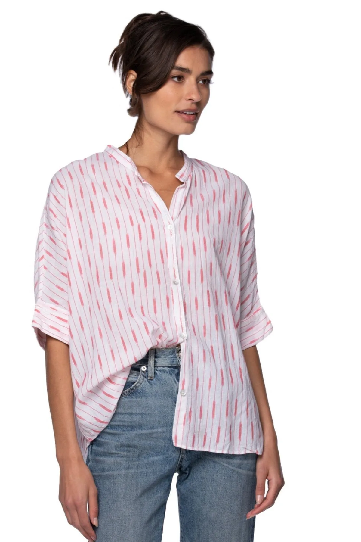 Kelly Button Front Crop Cotton Shirt