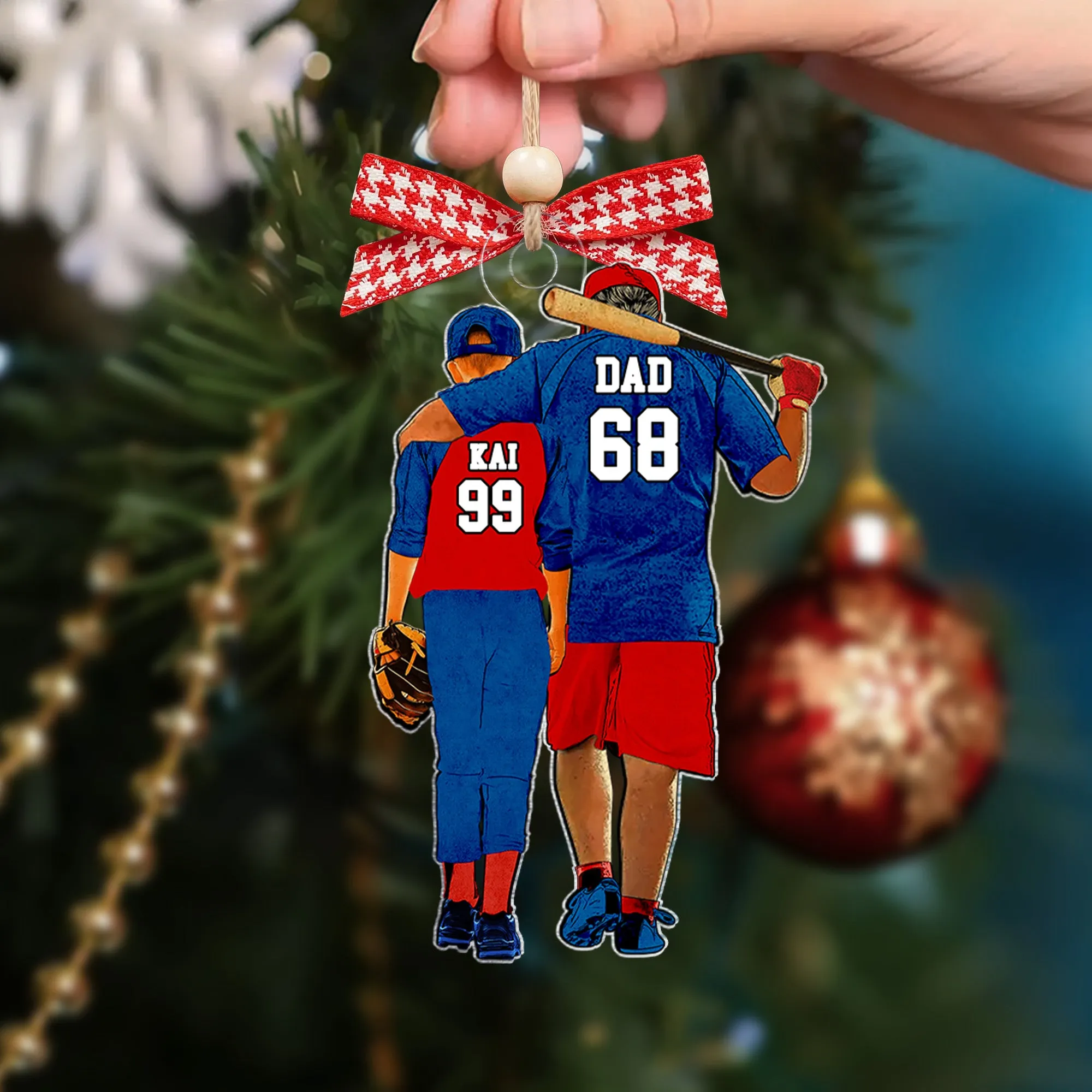 Personalized Baseball Dads Ornament, Father and Son Keepsake, Custom Sport Ornament, CF427