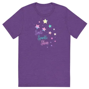 Smile Sparkle Shine Stars - Short sleeve t-shirt, comfy, soft, fitted look