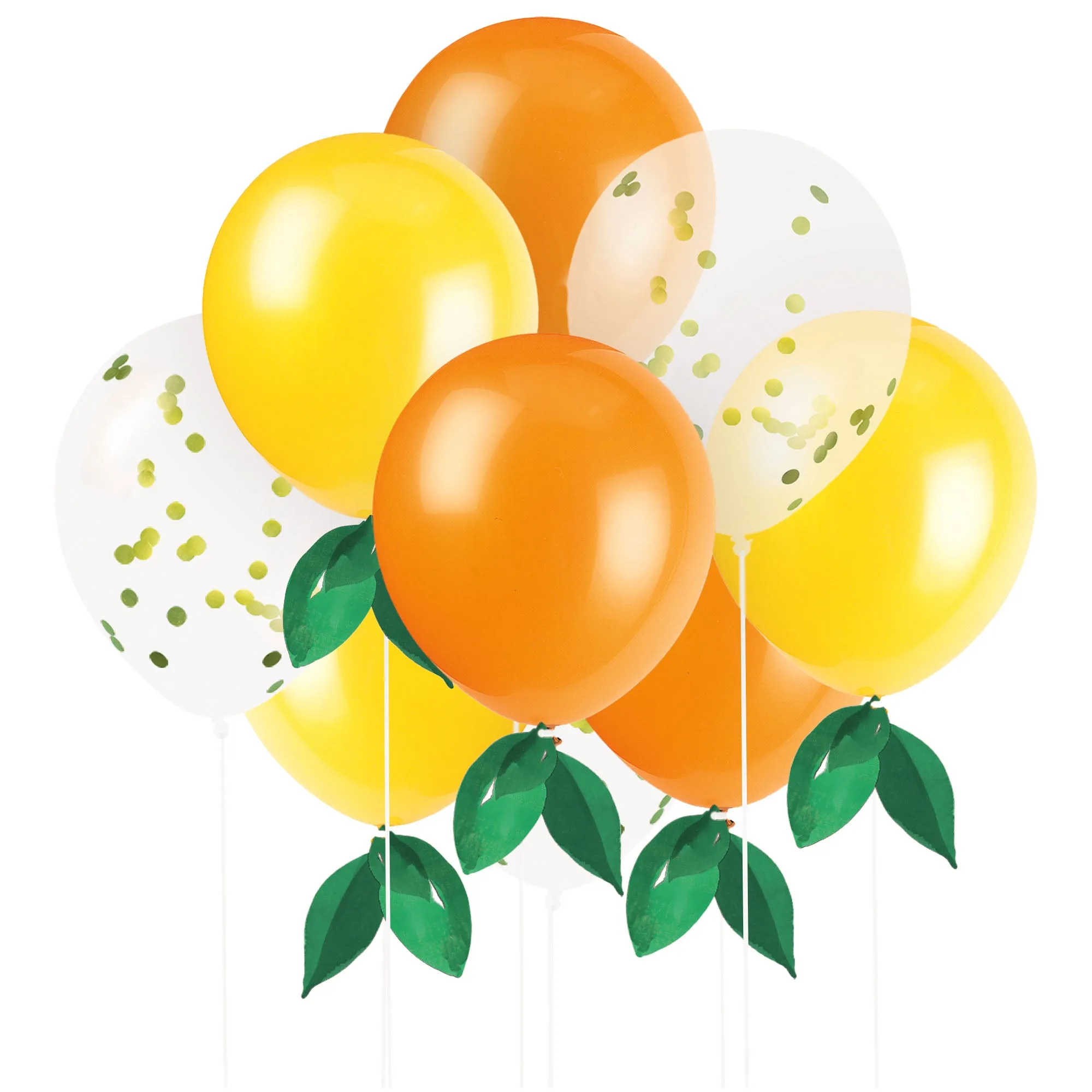 Summer Sunshine Citrus Fruit Solid & Confetti Filled Latex Balloon Bouquet Kit