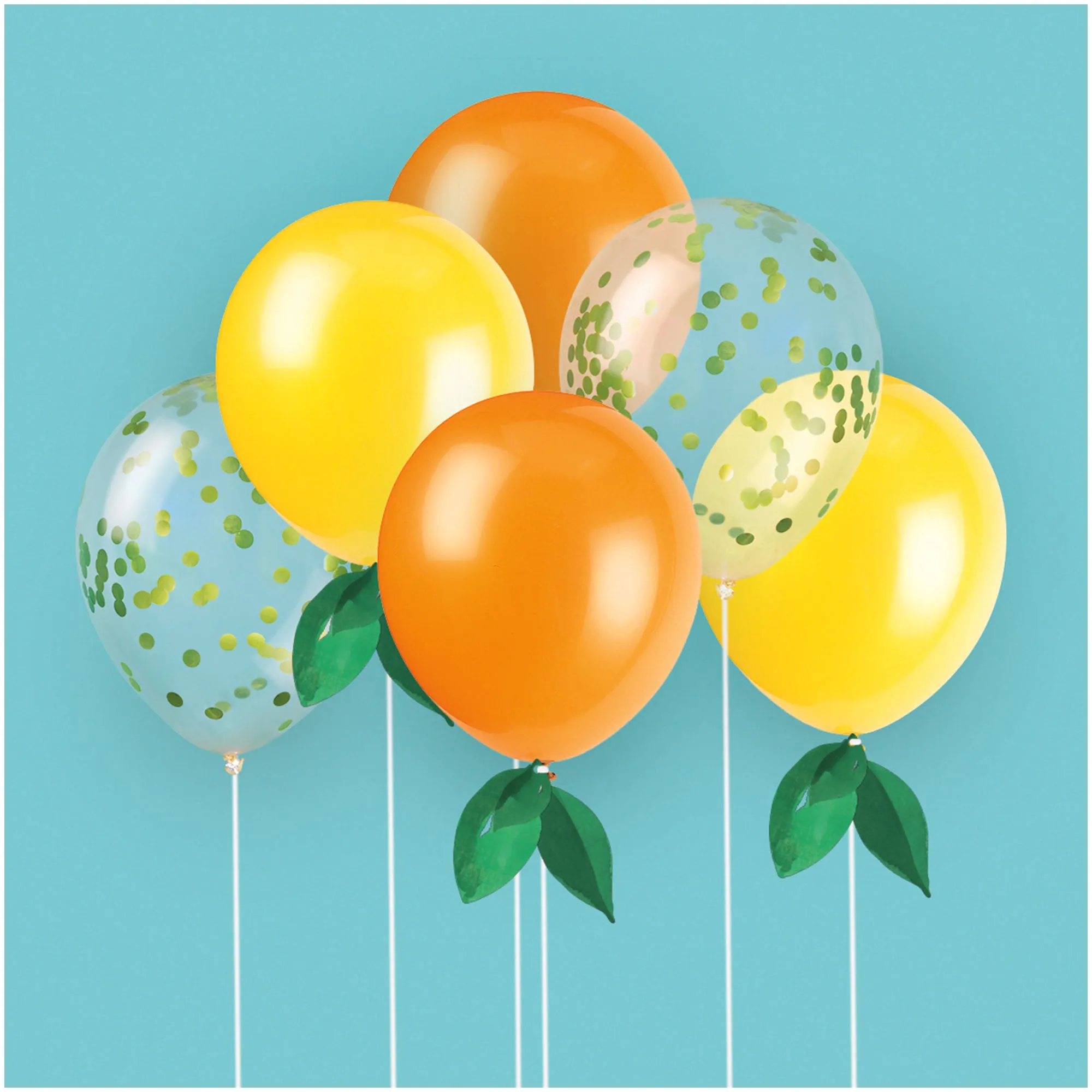 Summer Sunshine Citrus Fruit Solid & Confetti Filled Latex Balloon Bouquet Kit
