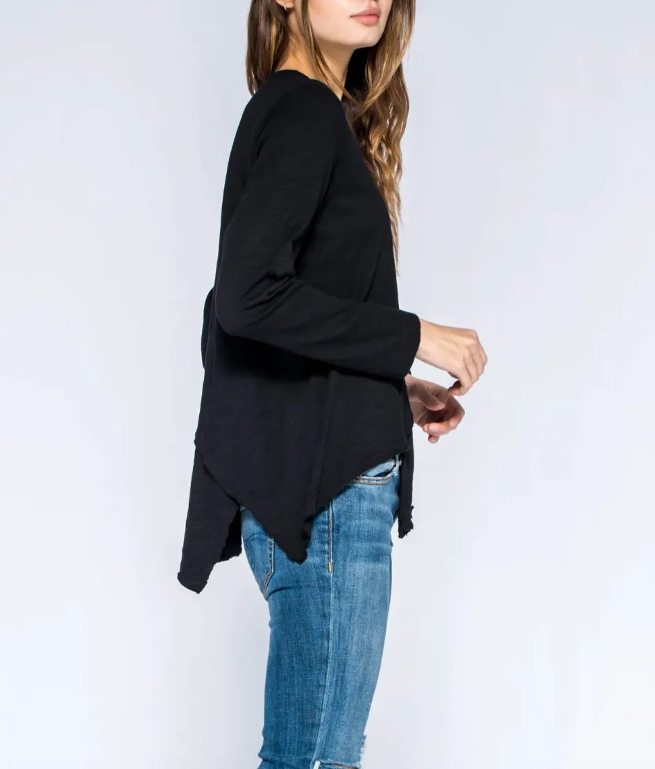 Wilt Round Neck Crossover Hem Lis Top In Black