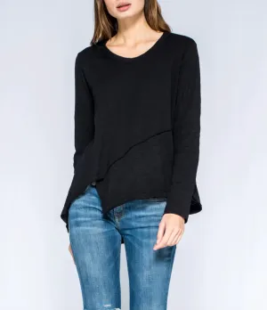 Wilt Round Neck Crossover Hem Lis Top In Black