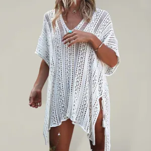 Women's bikini hollow beach holiday blouse knitted sunscreen swimsuit